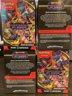 Pokemon TCG Mega Evolution Phantasmal Flames Booster Bundle Sealed Lot Of 4 - Image 1