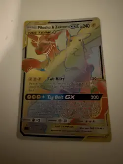 Pikachu & Zekrom GX 33/181 Secret Rare Full Art Holo Team Up English PSA 8-9 - Image 1