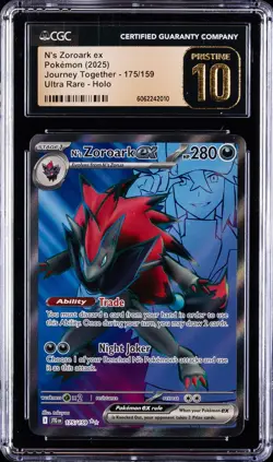 2025 POKEMON JOURNEY TOGETHER ULTRA RARE - HOLO N'S ZOROARK EX CGC 10 PRISTINE - Image 1