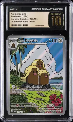 2024 POKEMON SURGING SPARKS #208/191 ALOLAN DUGTRIO CGC 10 PRISTINE - Image 1
