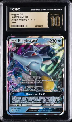 2018 POKEMON DRAGON MAJESTY HOLO #18/70 KINGDRA GX CGC 10 PERFECT - Image 1