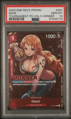 2023 One Piece Tournament Pack Volume 3 Winner Promo Nami ST01-007 - PSA 10 ENG - Image 1