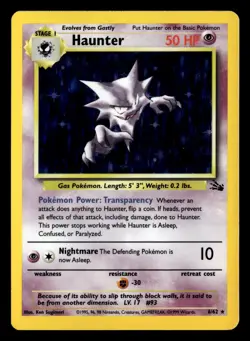 Haunter 6/62 Unlimited Holo Rare Holo Fossil Pokemon Card - Image 2