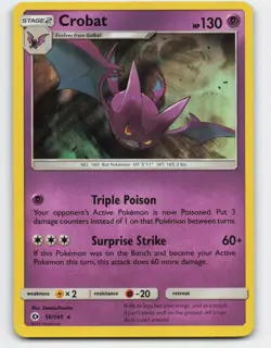 2017 Pokemon, Sun & Moon, #56/149 Crobat, Holo Rare - Image 1