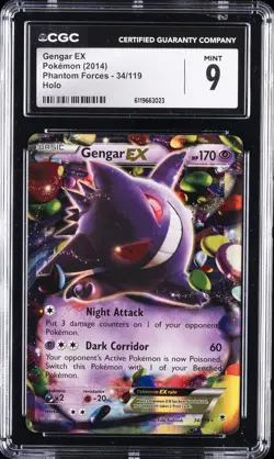 2014 POKEMON XY PHANTOM FORCES HOLO #34 GENGAR EX CGC 9 - Image 1