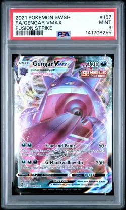 2021 POKEMON SWORD & SHIELD FUSION STRIKE #157 FULL ART/GENGAR VMAX PSA 9 - Image 1