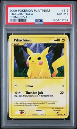 Pokemon TCG Rising Rivals Pikachu 112/111 Secret Rare Holo PSA 8 - Image 1