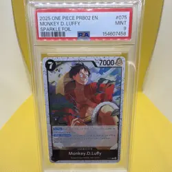 One Piece Monkey.D.Luffy PRB02 P-075 Sparkle Foil PSA 9 English - Image 1