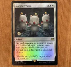 Moogles’ Valor [Prerelease] R 0027, NM Stamped Promo, MTG Final Fantasy VI, FIN - Image 1
