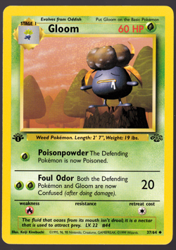 Gloom 37/64 1st Edition Jungle Pokemon Card 1999 LP - Image 1