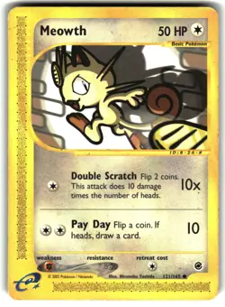 Meowth 121/165 Common Expedition Base Set Pokemon LP - Image 1