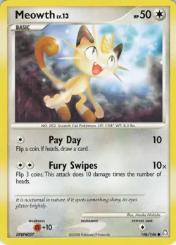 Meowth 106/146 Legends Awakened Common regular NM Pokemon TCG - Image 1