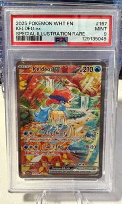 2025 POKEMON WHT EN-WHITE FLARE SPECIAL ILLUSTRATION RARE #167 KELDEO EX PSA 9 - Image 1