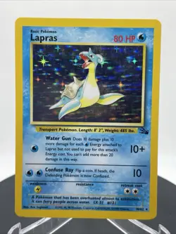 Lapras 10/62 Pokemon Fossil Unlimited Holo Rare Card WOTC Crease - Image 1