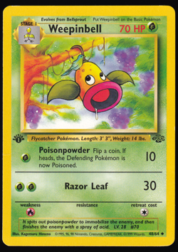 Weepinbell 48/64 1st Edition Jungle Pokemon Card 1999 MP - Image 1