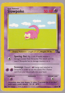 Slowpoke 55/62 Fossil Pokemon Card 1999 MP - Image 1