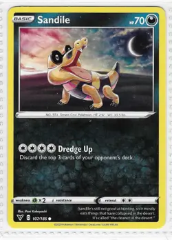 Sandile 107/185 Common Vivid Voltage Pokemon Near Mint - Image 1