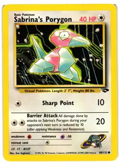 Pokemon TCG Sabrina's Porygon 98/132 Common Gym Challenge Unlimited LP - Image 1