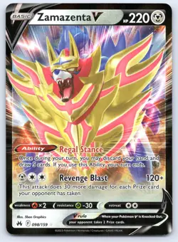 Zamazenta V 098/159 Crown Zenith Holo Pokemon NM - Image 1