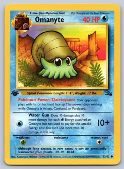 Omanyte 52/62 Common Fossil Pokemon 1st Edition 1999 NM - Image 1