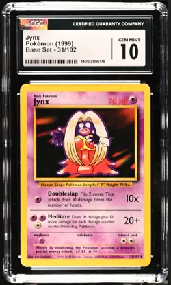 CGC 10 Jynx 31/102 Base Set Pokemon 1999 - Image 1