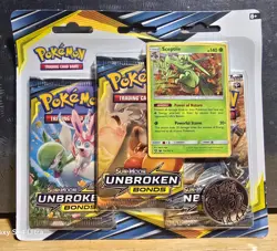 Pokemon Sun & Moon Unbroken Bonds 3-Pack Blister New Sealed Sceptile Promo - Image 1