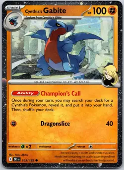 Cynthia's Gabite (Cosmos Holo) 103/182 Common Miscellaneous Cards & Products NM - Image 1