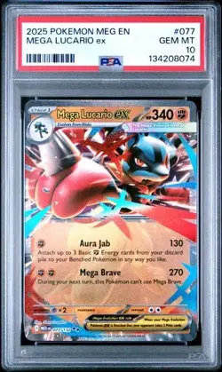 2025 POKEMON MEG EN-MEGA EVOLUTION #077 MEGA LUCARIO EX PSA 10 - 074 - Image 1