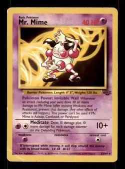 Mr. Mime 22/64 Rare Jungle Pokemon Unlimited Damaged - Image 1