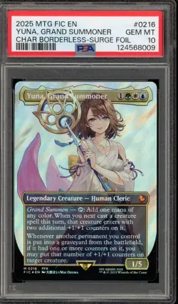 Magic MTG FF Yuna Grand Summoner FIC CHAR Borderless Surge Foil #0216 PSA 10 - Image 1