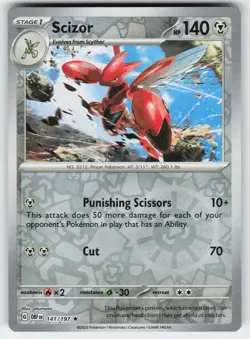 Scizor 141/197 Rare Obsidian Flames Pokemon Reverse Holo Near Mint - Image 1