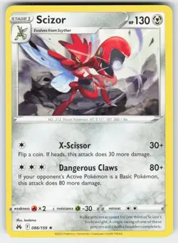 Scizor 086/159 Rare Crown Zenith Pokemon Near Mint - Image 1