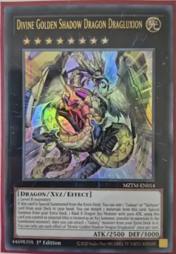 YuGiOh Divine Golden Shadow Dragon Dragluxion Ultra Rare 1st Edition MZTM-EN014 - Image 1
