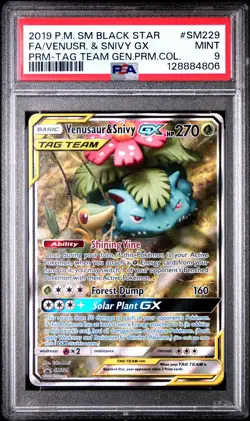 POKEMON SM BLACK STAR PROMO VENUSAUR & SNIVY GX #SM229 PSA 9 MINT #128884806 - Image 1