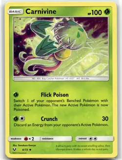 Carnivine 6/73 Uncommon Shining Legends Pokemon LP - Image 1