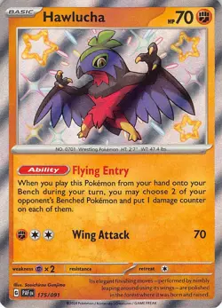 Hawlucha 175/091 Shiny Rare Paldean Fates Pokemon Near Mint - Image 1