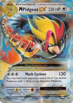 M Pidgeot EX 65/108 Holo EX Rare Evolutions Pokemon Damaged - Image 1