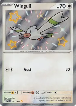 Wingull 203/091 Shiny Rare Paldean Fates Pokemon Near Mint - Image 1