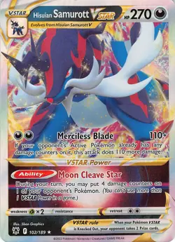 Hisuian Samurott VSTAR 102/189 Holo VSTAR Rare Astral Radiance Pokemon Near Mint - Image 1