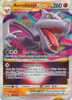 Aerodactyl VSTAR 093/196 Holo VSTAR Rare Lost Origin Pokemon Near Mint - Image 1