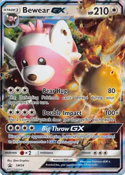 Bewear GX - SM34 Holo Promo Sun & Moon Promo Pokemon Moderately Played - Image 1