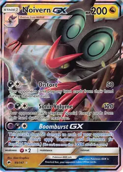 Noivern GX 99/147 Holo GX Rare Burning Shadows Pokemon Lightly Played - Image 1