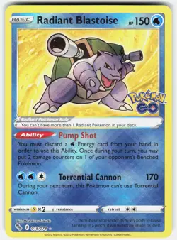 Radiant Blastoise Holo Radiant Rare Pokemon GO 018/078 MP - Image 1