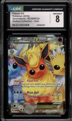 Pokemon Flareon EX XY Generations Radiant Coll. Full Art #RC28 CGC 8 - Image 1