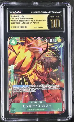 Monkey D. Luffy PRB02-005 Alternate Art Parallel One Piece CGC 10 Pristine - Image 1