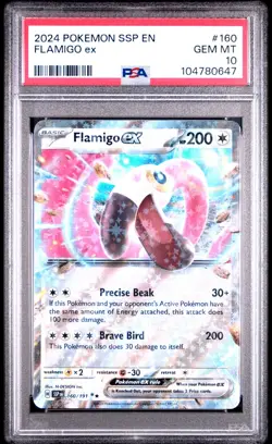 2024 POKEMON SSP EN-SURGING SPARKS #160 FLAMIGO EX PSA 10 - Image 1