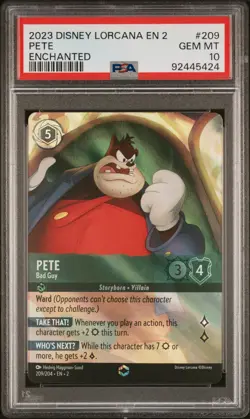 Ravensburger Disney Lorcana Pete - Bad Guy Enchanted Holo 209/204 PSA 10 EN - Image 1