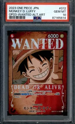 PSA10 ONE PIECE Card Monkey D Luffy ST01-012 OP03 Wanted Alt Art Japanese - Image 1