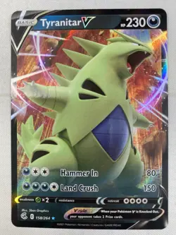 Tyranitar V 158/264 Swsh08: Fusion Strike Pokemon TCG Ultra Rare Holo NM - Image 1
