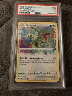2020 Pokemon Sword & Shield Vivid Voltage #138 Rayquaza PSA 9 Amazing Rare - Image 1